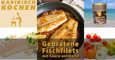 Gebratene Fischfilets mit Sauce antillaise